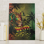 One Love Afro Haiti Canvas Wall Art Rastafarian Lion Reggae Grunge Style