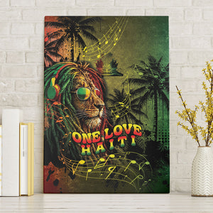 One Love Afro Haiti Canvas Wall Art Rastafarian Lion Reggae Grunge Style