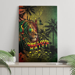One Love Afro Haiti Canvas Wall Art Rastafarian Lion Reggae Grunge Style