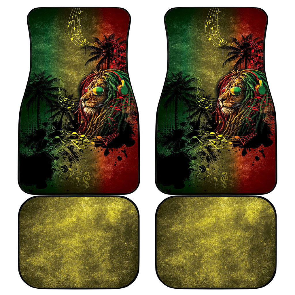 One Love Afro Haiti Car Mats Rastafarian Lion Reggae Grunge Style