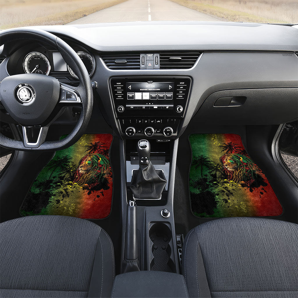 One Love Afro Haiti Car Mats Rastafarian Lion Reggae Grunge Style