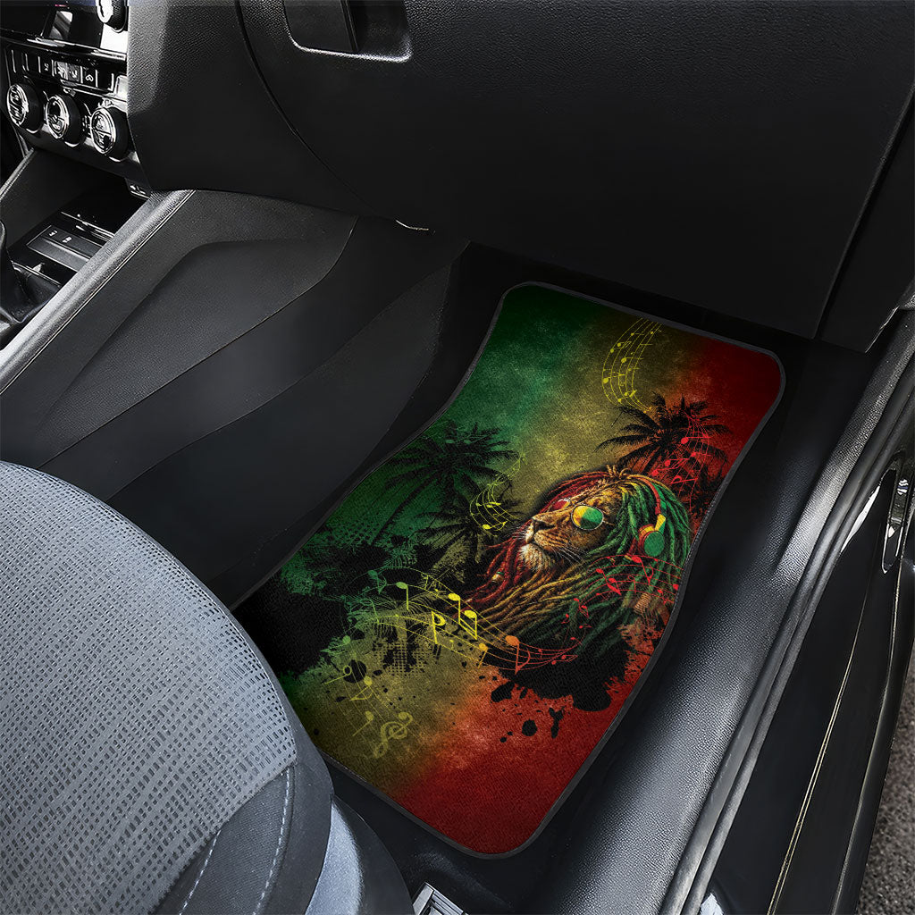 One Love Afro Haiti Car Mats Rastafarian Lion Reggae Grunge Style