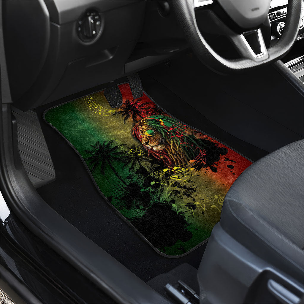 One Love Afro Haiti Car Mats Rastafarian Lion Reggae Grunge Style