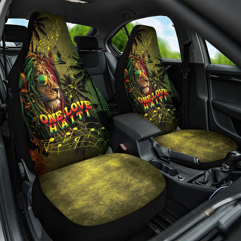 One Love Afro Haiti Car Seat Cover Rastafarian Lion Reggae Grunge Style