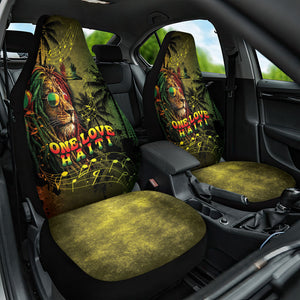 One Love Afro Haiti Car Seat Cover Rastafarian Lion Reggae Grunge Style