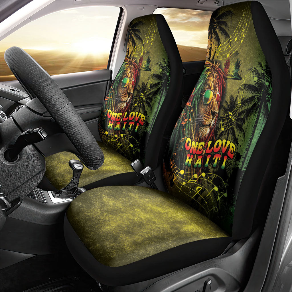 One Love Afro Haiti Car Seat Cover Rastafarian Lion Reggae Grunge Style