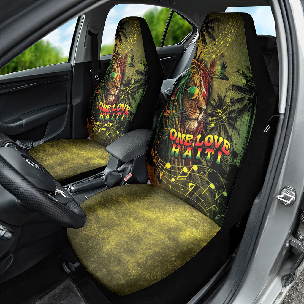 One Love Afro Haiti Car Seat Cover Rastafarian Lion Reggae Grunge Style