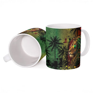 One Love Afro Haiti Ceramic Mug Rastafarian Lion Reggae Grunge Style