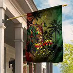 One Love Afro Haiti Garden Flag Rastafarian Lion Reggae Grunge Style