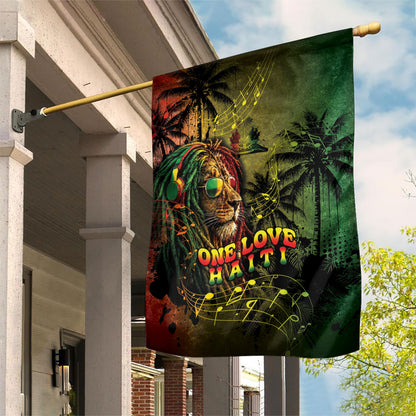 One Love Afro Haiti Garden Flag Rastafarian Lion Reggae Grunge Style
