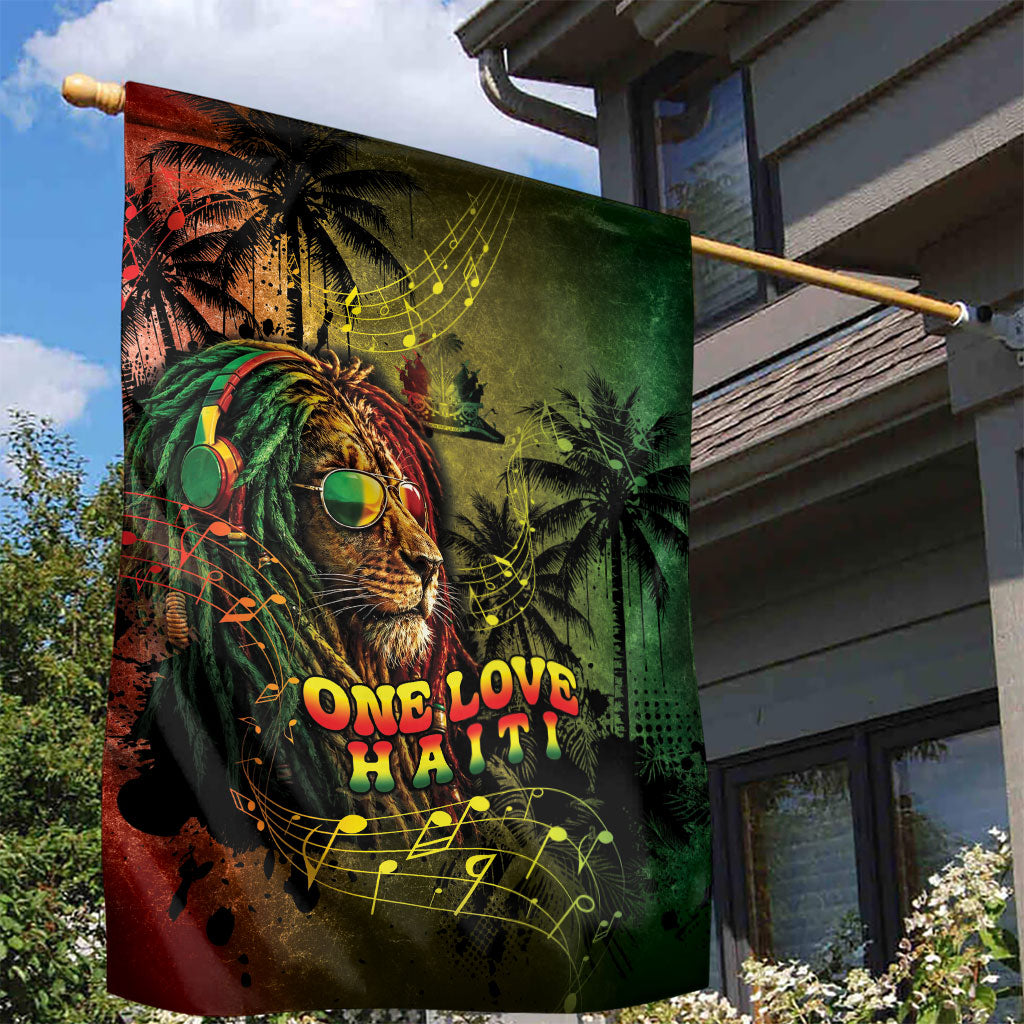 One Love Afro Haiti Garden Flag Rastafarian Lion Reggae Grunge Style