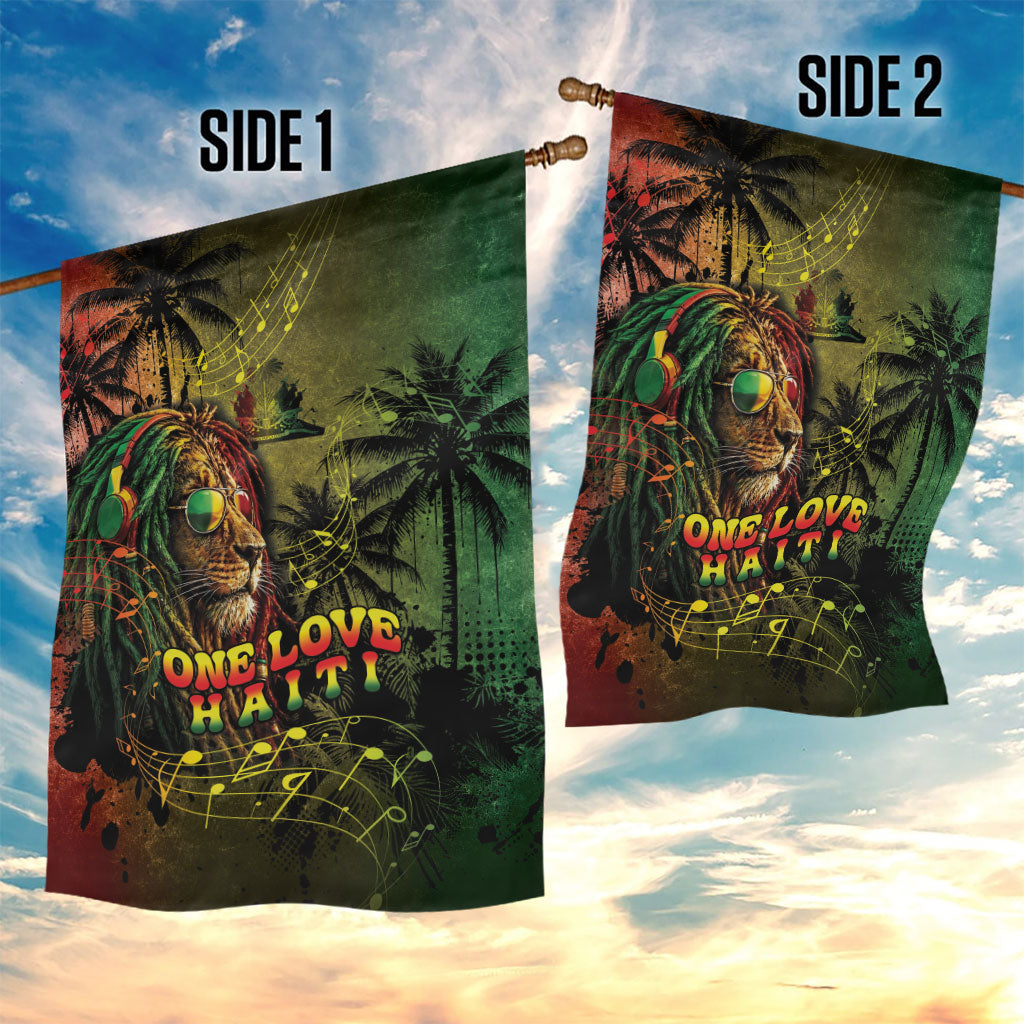 One Love Afro Haiti Garden Flag Rastafarian Lion Reggae Grunge Style