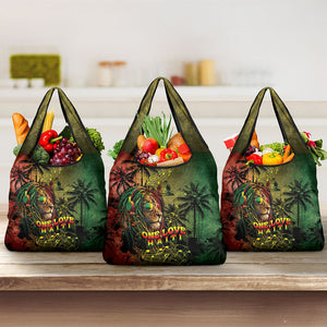 One Love Afro Haiti Grocery Bag Rastafarian Lion Reggae Grunge Style