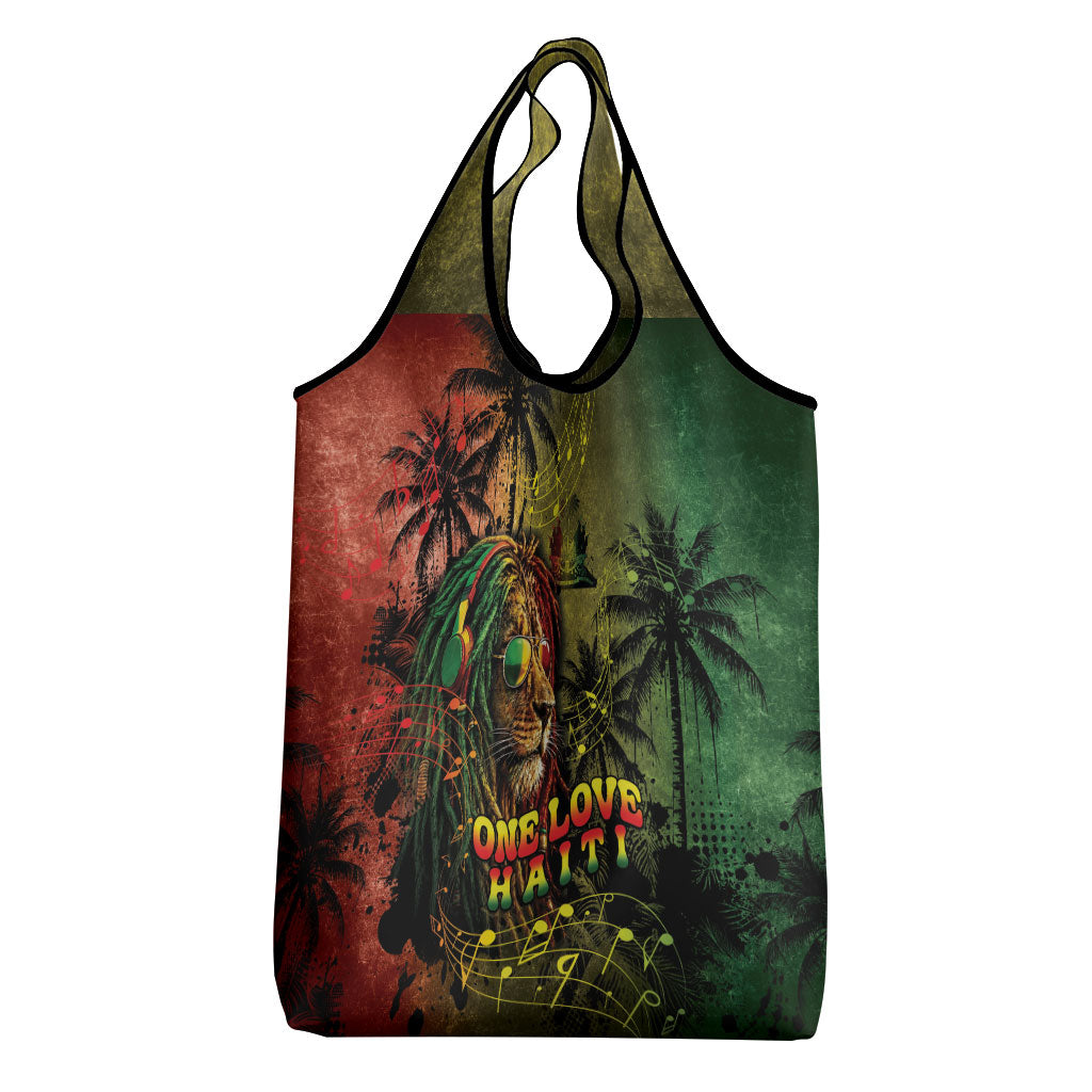 One Love Afro Haiti Grocery Bag Rastafarian Lion Reggae Grunge Style