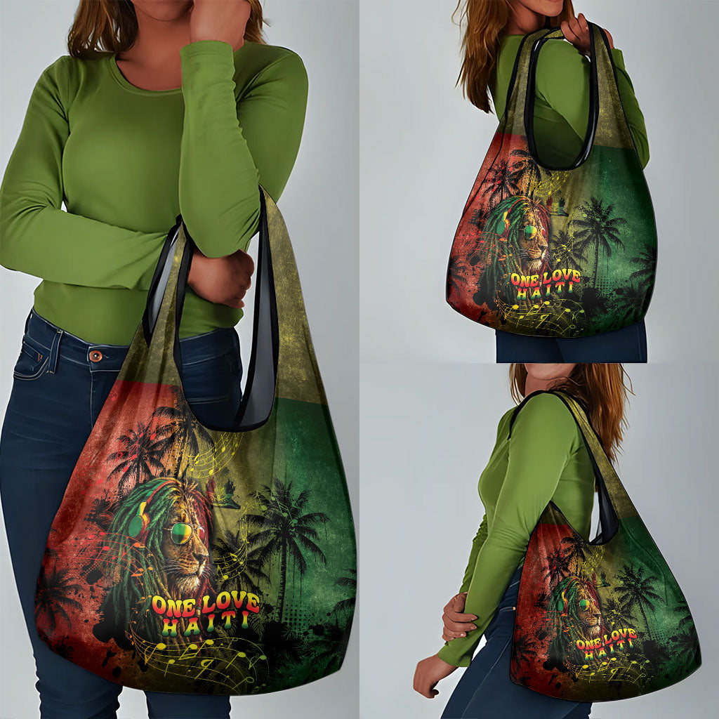 One Love Afro Haiti Grocery Bag Rastafarian Lion Reggae Grunge Style