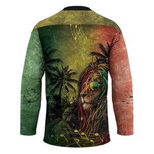 One Love Afro Haiti Hockey Jersey Rastafarian Lion Reggae Grunge Style