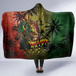 One Love Afro Haiti Hooded Blanket Rastafarian Lion Reggae Grunge Style