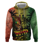 One Love Afro Haiti Hoodie Rastafarian Lion Reggae Grunge Style