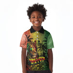 One Love Afro Haiti Kid Polo Shirt Rastafarian Lion Reggae Grunge Style