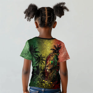 One Love Afro Haiti Kid T shirt Rastafarian Lion Reggae Grunge Style