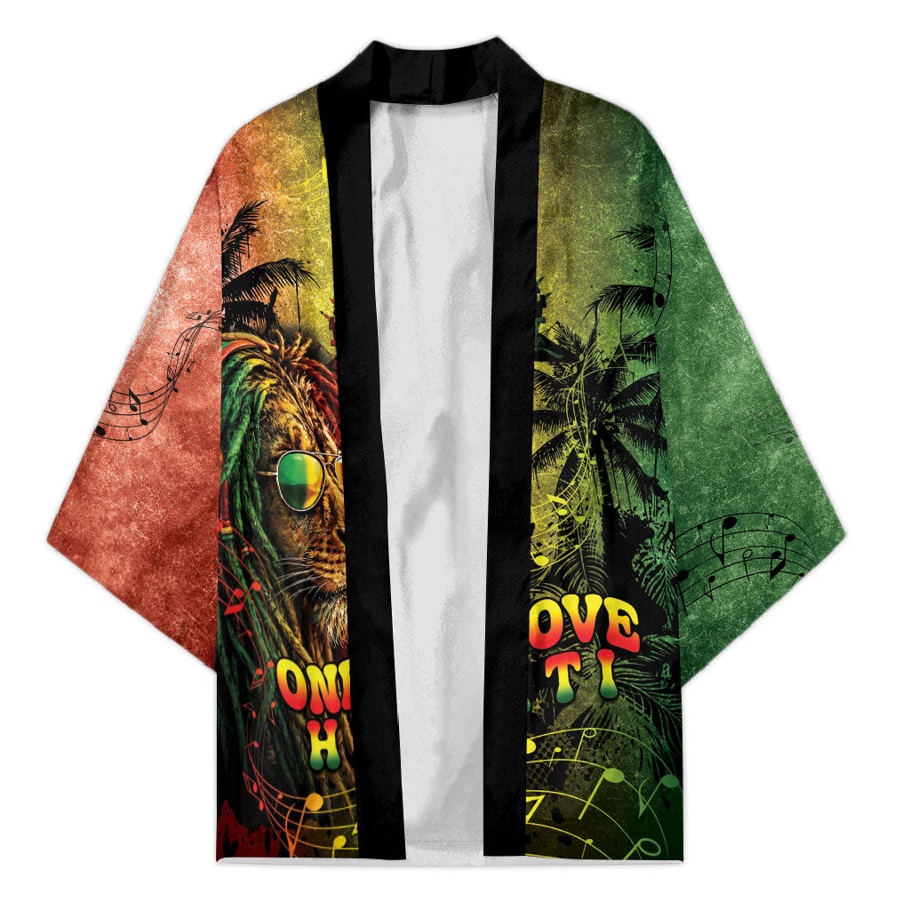 One Love Afro Haiti Kimono Rastafarian Lion Reggae Grunge Style