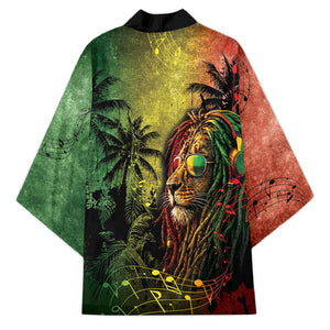 One Love Afro Haiti Kimono Rastafarian Lion Reggae Grunge Style