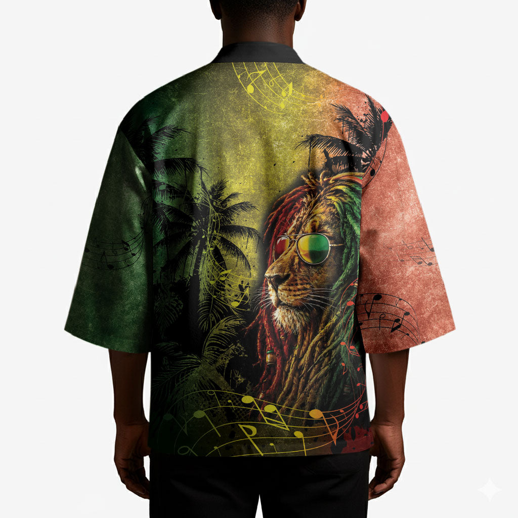 One Love Afro Haiti Kimono Rastafarian Lion Reggae Grunge Style