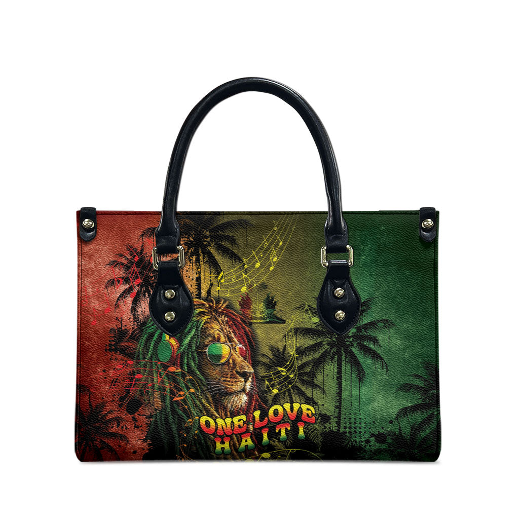 One Love Afro Haiti Leather Bag Rastafarian Lion Reggae Grunge Style