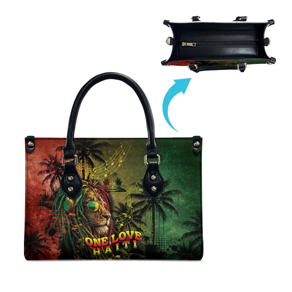 One Love Afro Haiti Leather Bag Rastafarian Lion Reggae Grunge Style