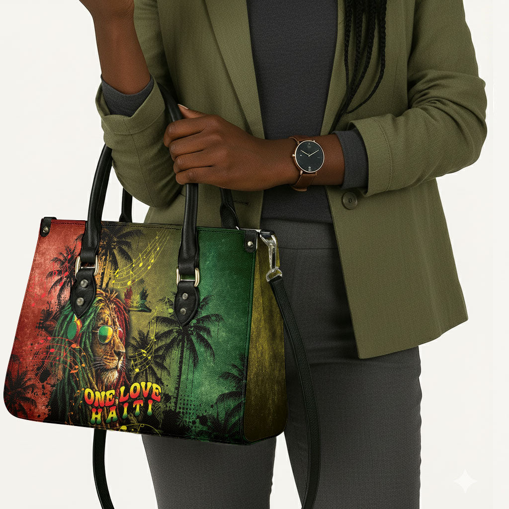 One Love Afro Haiti Leather Bag Rastafarian Lion Reggae Grunge Style