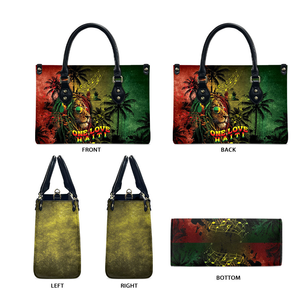 One Love Afro Haiti Leather Bag Rastafarian Lion Reggae Grunge Style