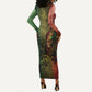 One Love Afro Haiti Long Sleeve Bodycon Dress Rastafarian Lion Reggae Grunge Style