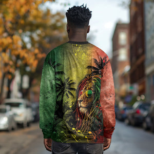 One Love Afro Haiti Long Sleeve Shirt Rastafarian Lion Reggae Grunge Style