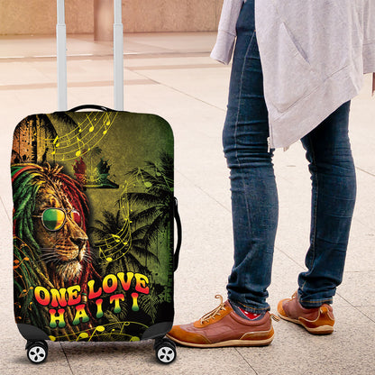 One Love Afro Haiti Luggage Cover Rastafarian Lion Reggae Grunge Style