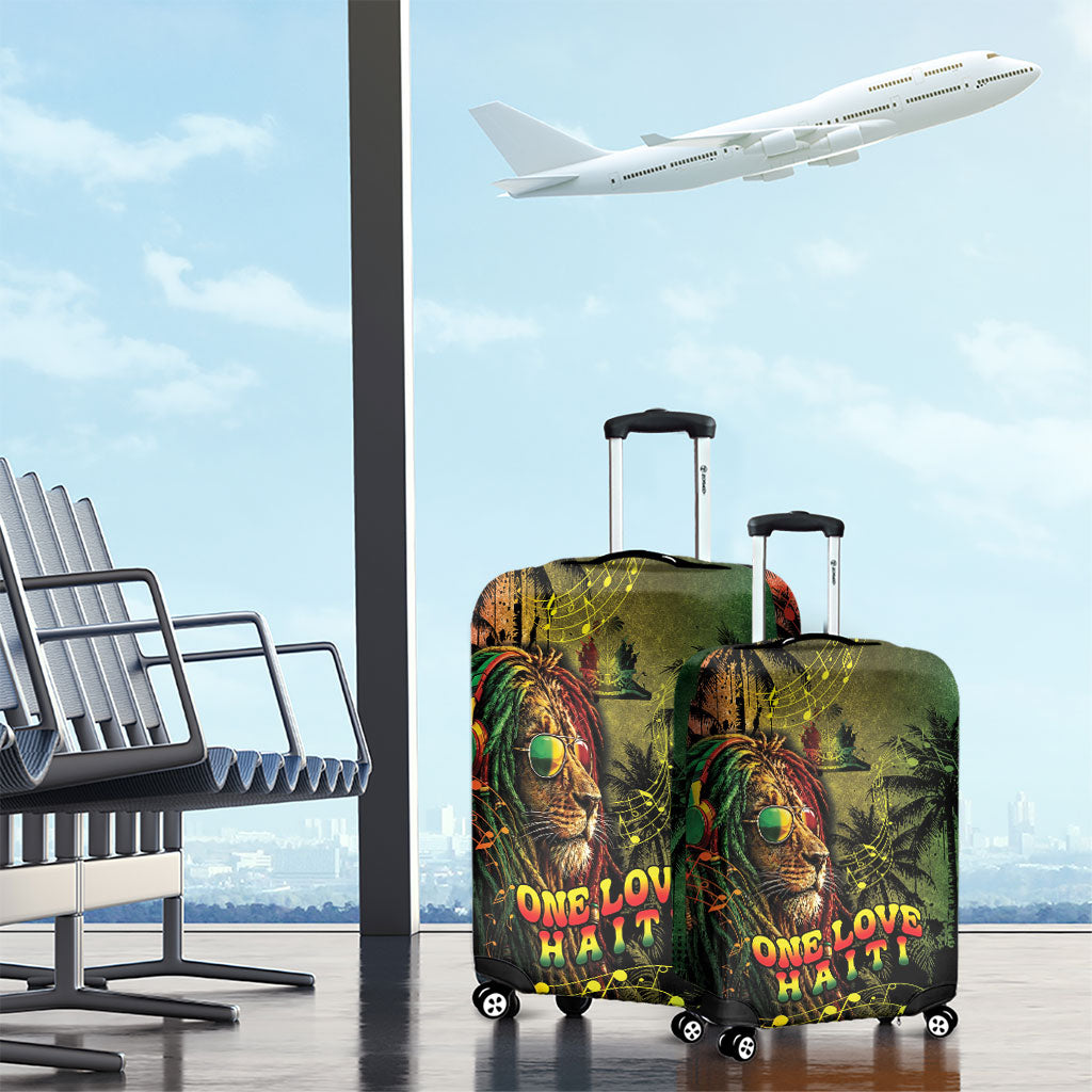 One Love Afro Haiti Luggage Cover Rastafarian Lion Reggae Grunge Style