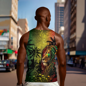 One Love Afro Haiti Men Tank Top Rastafarian Lion Reggae Grunge Style