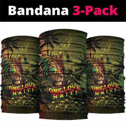 One Love Afro Haiti Neck Gaiter Rastafarian Lion Reggae Grunge Style