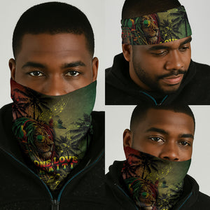 One Love Afro Haiti Neck Gaiter Rastafarian Lion Reggae Grunge Style