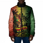 One Love Afro Haiti Padded Jacket Rastafarian Lion Reggae Grunge Style