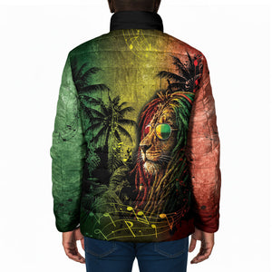 One Love Afro Haiti Padded Jacket Rastafarian Lion Reggae Grunge Style