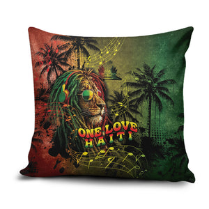 One Love Afro Haiti Pillow Cover Rastafarian Lion Reggae Grunge Style
