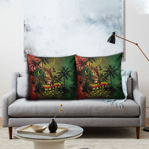 One Love Afro Haiti Pillow Cover Rastafarian Lion Reggae Grunge Style