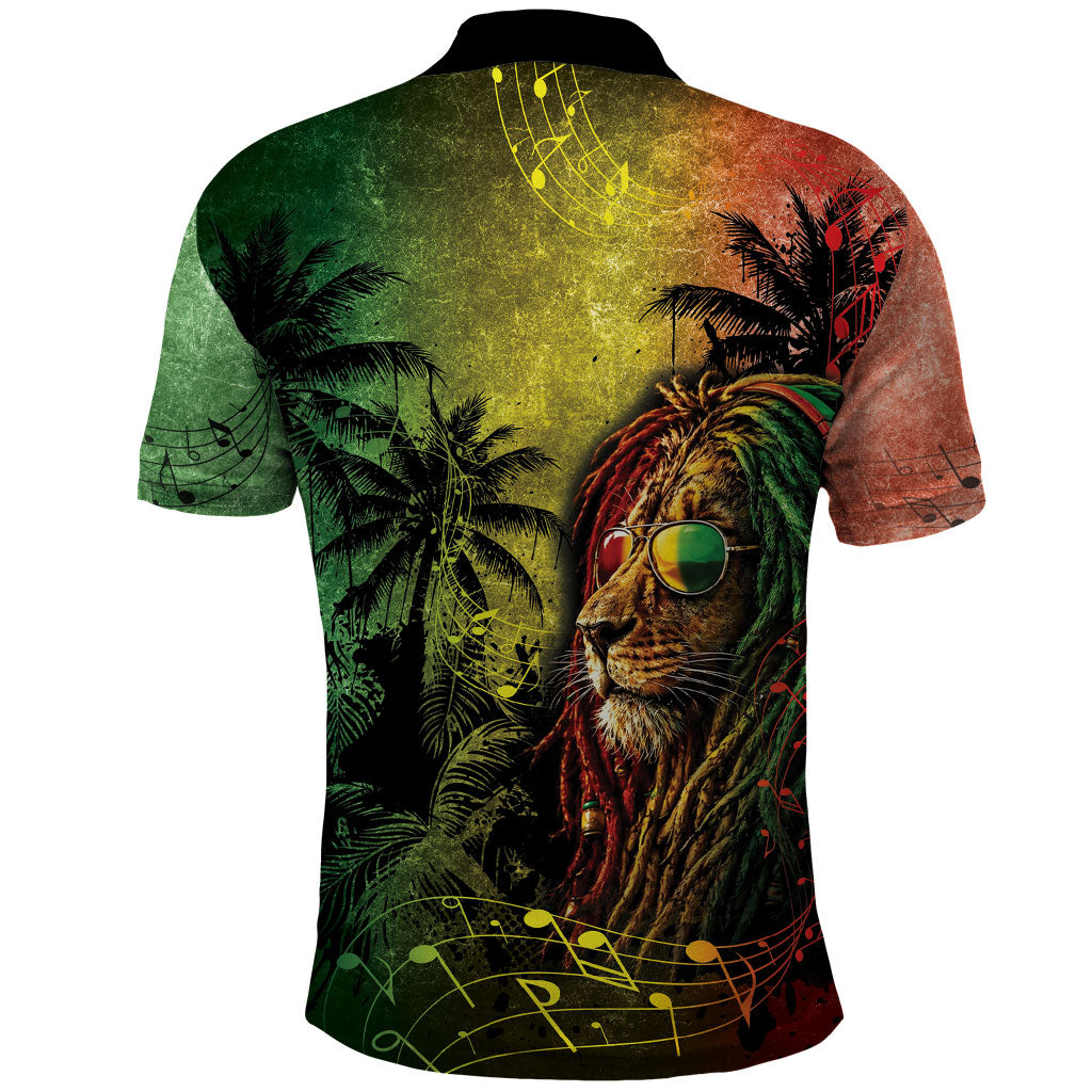 One Love Afro Haiti Polo Shirt Rastafarian Lion Reggae Grunge Style