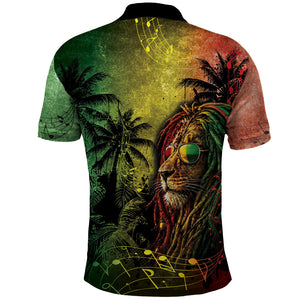 One Love Afro Haiti Polo Shirt Rastafarian Lion Reggae Grunge Style