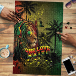 One Love Afro Haiti Puzzle Rastafarian Lion Reggae Grunge Style