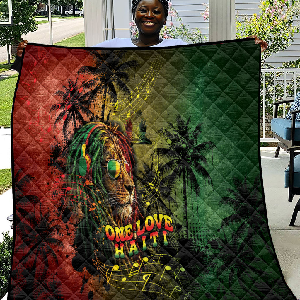 One Love Afro Haiti Quilt Rastafarian Lion Reggae Grunge Style
