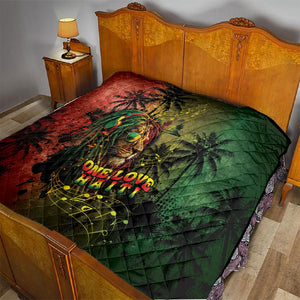 One Love Afro Haiti Quilt Rastafarian Lion Reggae Grunge Style