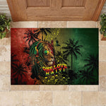 One Love Afro Haiti Rubber Doormat Rastafarian Lion Reggae Grunge Style