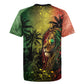 One Love Afro Haiti Rugby Jersey Rastafarian Lion Reggae Grunge Style