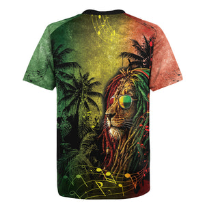 One Love Afro Haiti Rugby Jersey Rastafarian Lion Reggae Grunge Style